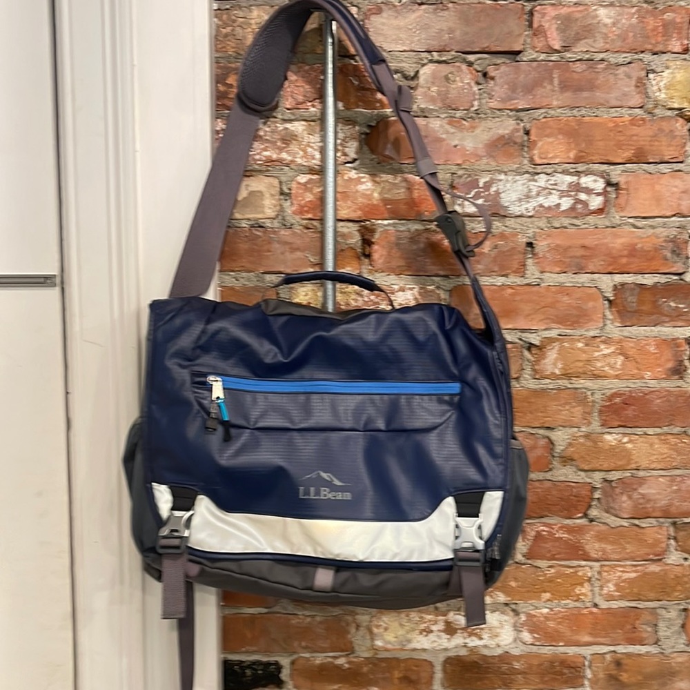 LL Bean navy messenger bag - never used.